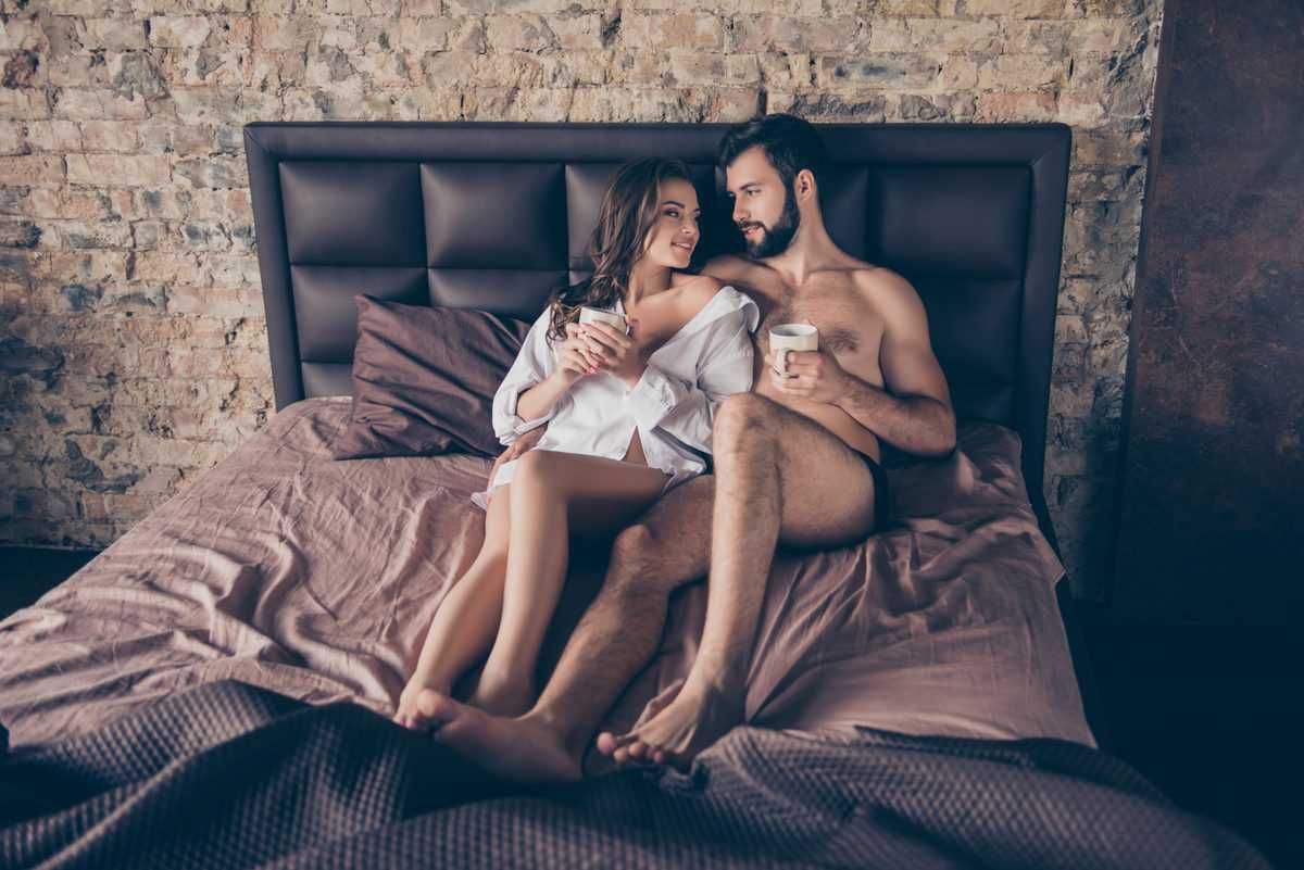 Young,Naughty,Lady,With,Her,Lover,In,Bed,,So,Relaxed