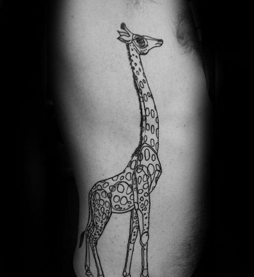 Tall Giraffe Mens Ribs Tattoo