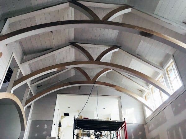 Tall Vaulted Ceiling Ideas With Wood Beam Arches