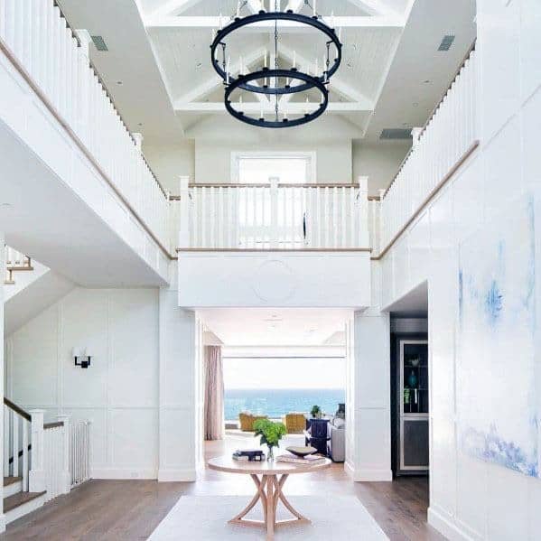 Tall White Painted Unique Vaulted Ceiling Designs