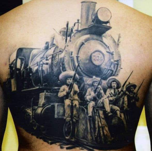 Tattoo Back Realistic Train