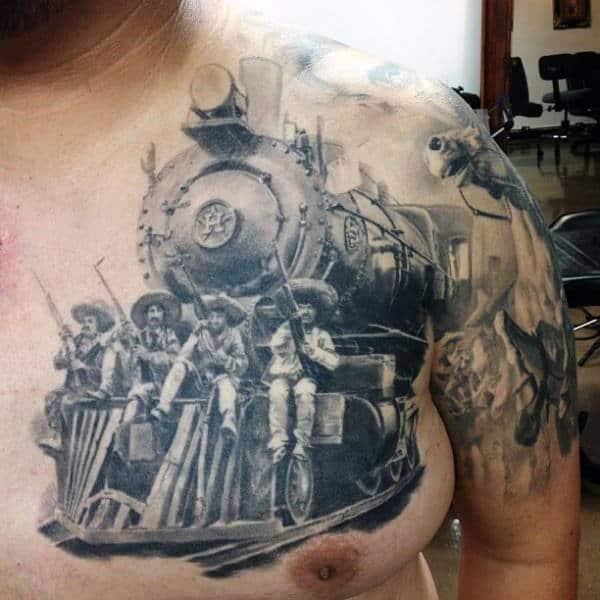 Tattoo Chest Realisti Train