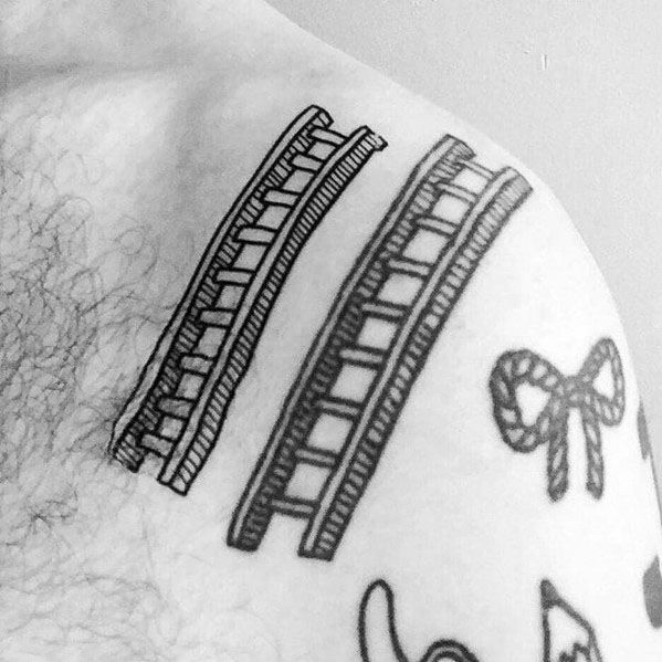 Simple tattoo design featuring two parallel ladders, symbolizing dual paths or opportunities, ideal for men's shoulder or chest placement.