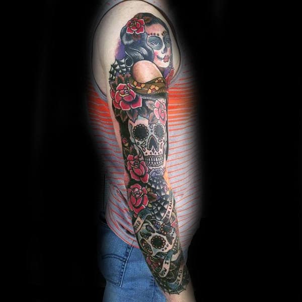 Tattoo Male Designs Sugar Skulls Full Sleeve Design Ideas