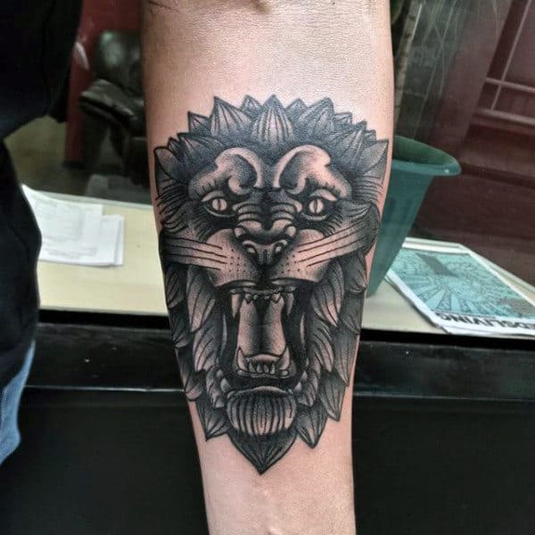 Tattoo Of A Lion On A Man