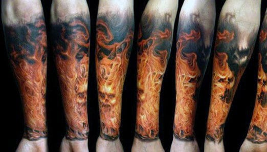 Tattoo Of Flames For Gentlemen Sleeve