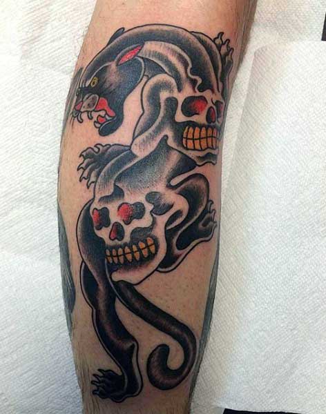 Tattoo Panther For Men With Skulls