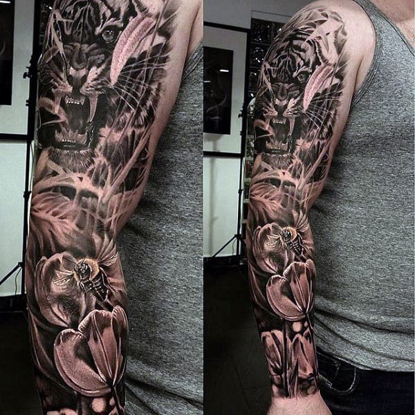 Tattoo Tiger Sleeve Men's DEsigns