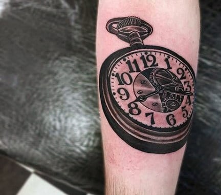 Forearm Tattoos Clock Men