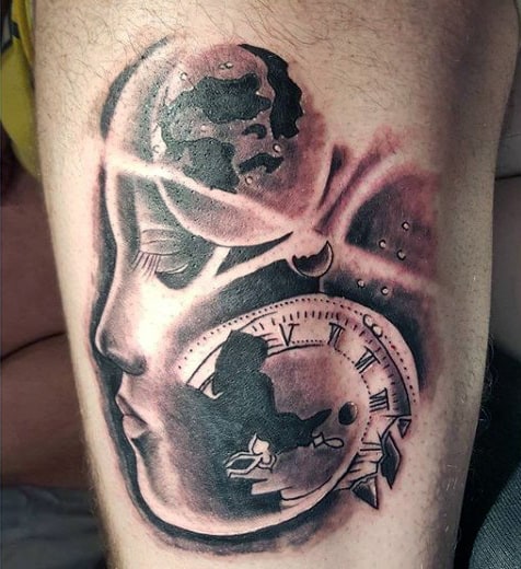 Leg Tattoos Clocks For Men