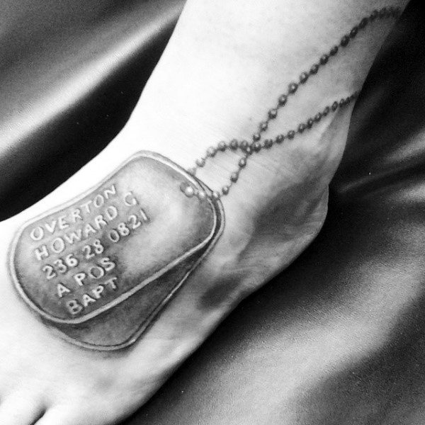 Tattoos Of Dog Tags For Men On Foot