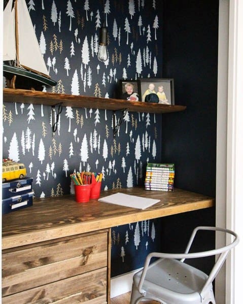 tree wallpaper closet office 