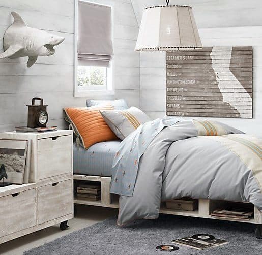 white shiplap wall floating bed wall mounted shark