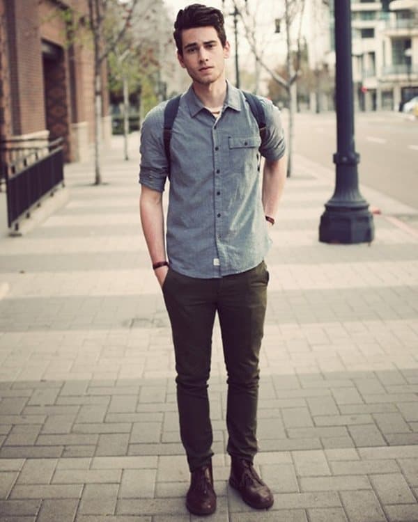 Teenage Boy Green Pants Outfit