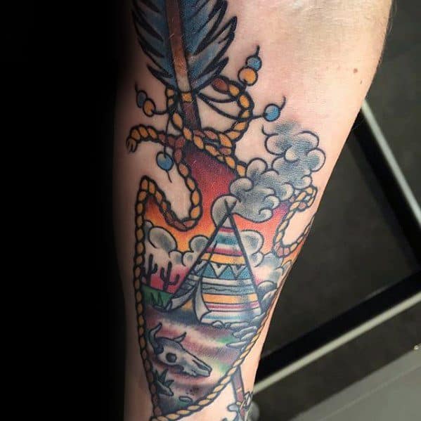 Teepee Arrowhead Forearm Mens Tattoo Designs