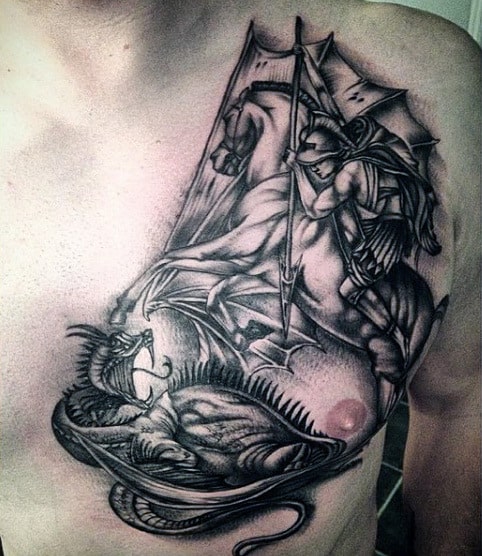 Templar Knight Tattoo Designs For Males On Chest