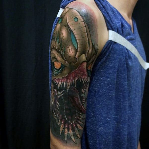 Terrible Beast New School Tattoo Male Arms