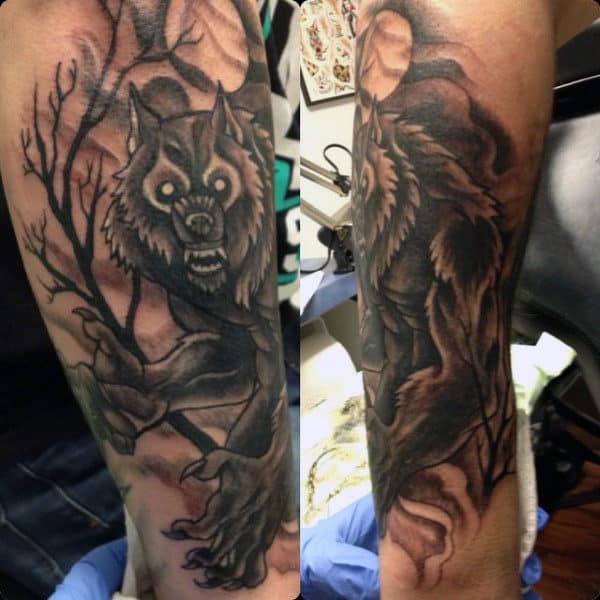 Terrible Werewolf Tattoo Mens Forearms