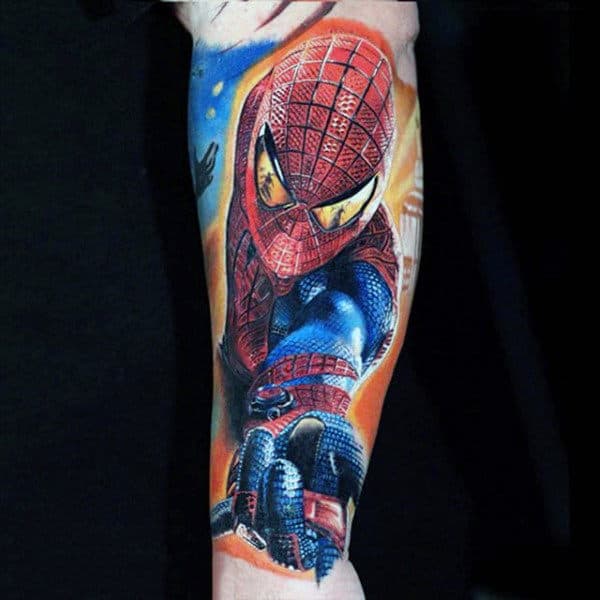 Terrific Spiderman Tattoo Mens Forearm