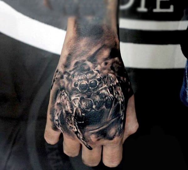 Terrifying Spider Tattoo On Hands For Men