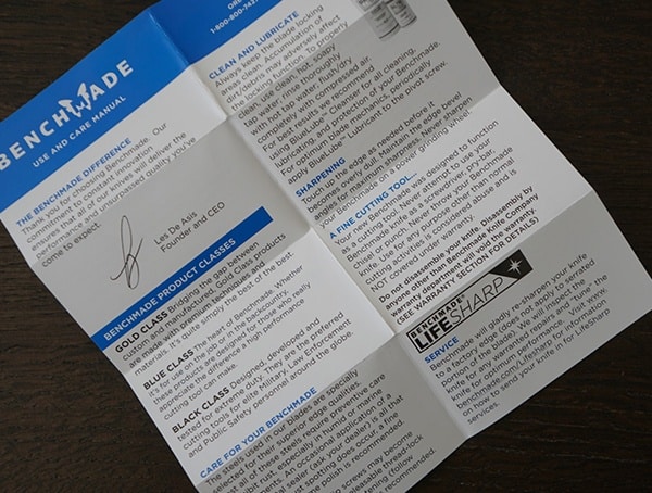 The Benchmade Difference Knife Care Instructions
