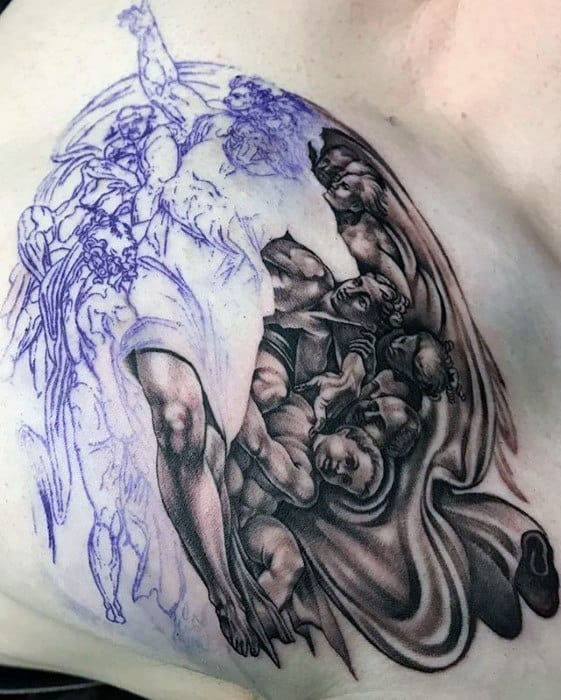 The Creation Of Adam Guys Tattoos Chest