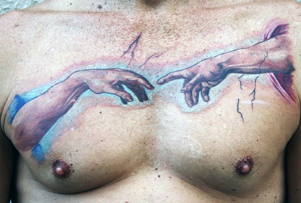 The Creation Of Adam Male Tattoo Designs Chest