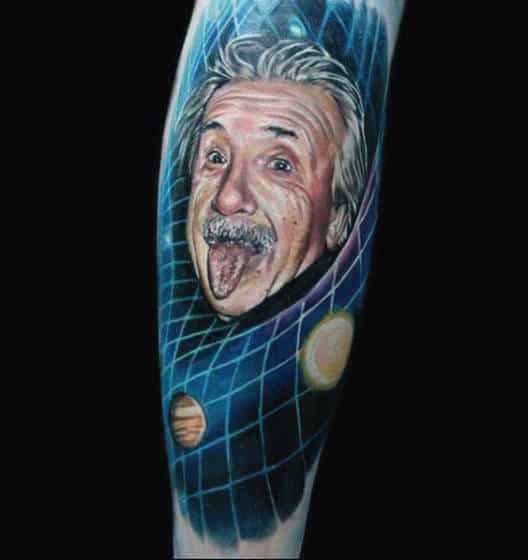 Theoretical Physicist Tattoo For Men Of Albert Einstein On Forearm Wrist