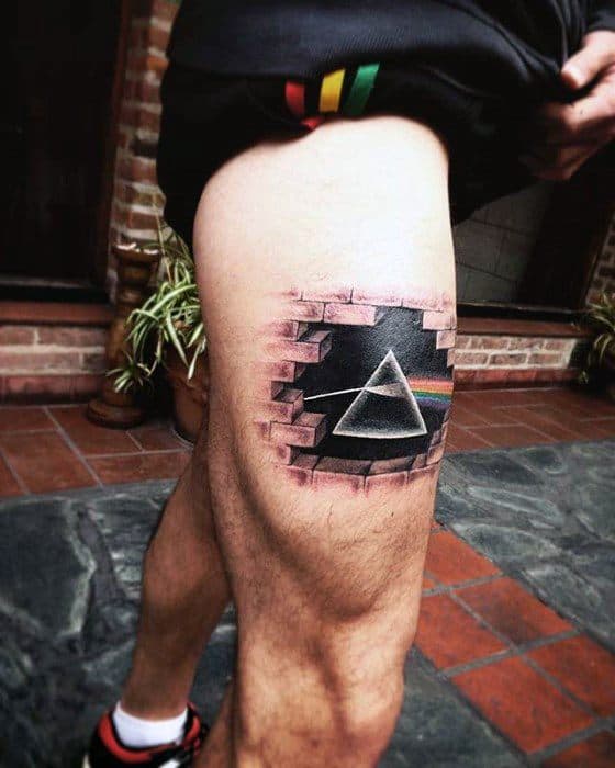 Thigh 3d Brick Wall Distinctive Male Pink Floyd Tattoo Designs