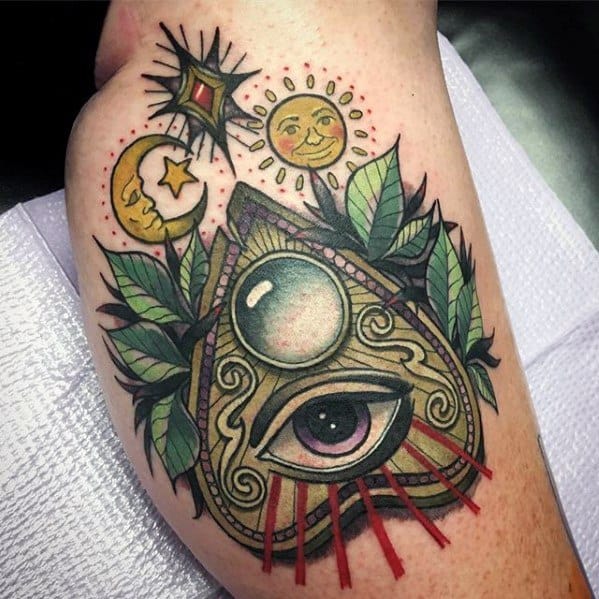 Thigh 3d Planchette Guys Tattoo Ideas