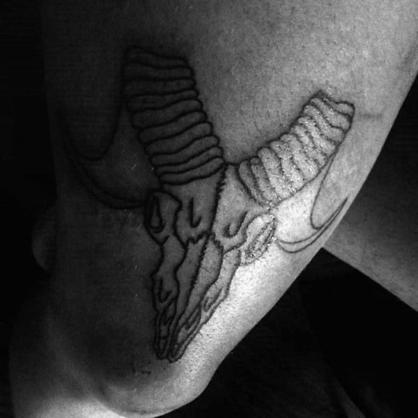 Thigh Aries Ram Skull Male Tattoo Designs