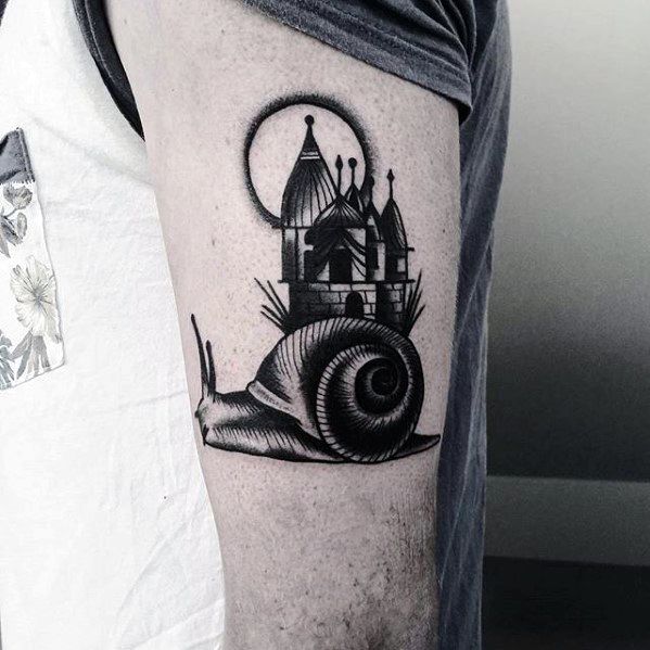 Thigh Castle Mens Snail Tattoo Design Inspiration