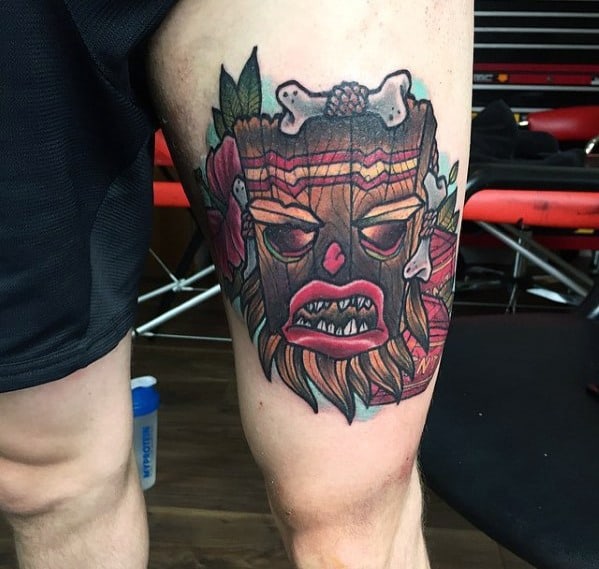 Thigh Crash Bandicoot Tattoo Designs For Guys