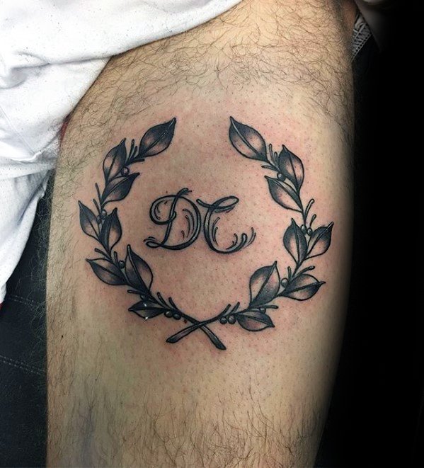 Thigh Creative Laurel Wreath Tattoos For Men