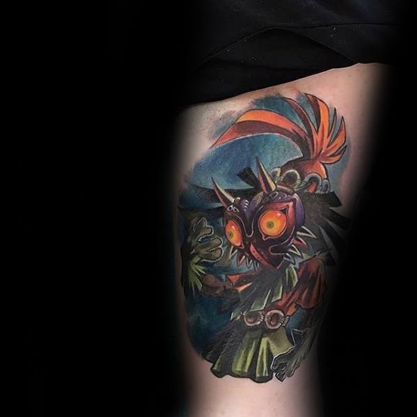 Thigh Distinctive Male Gamer Tattoo Designs