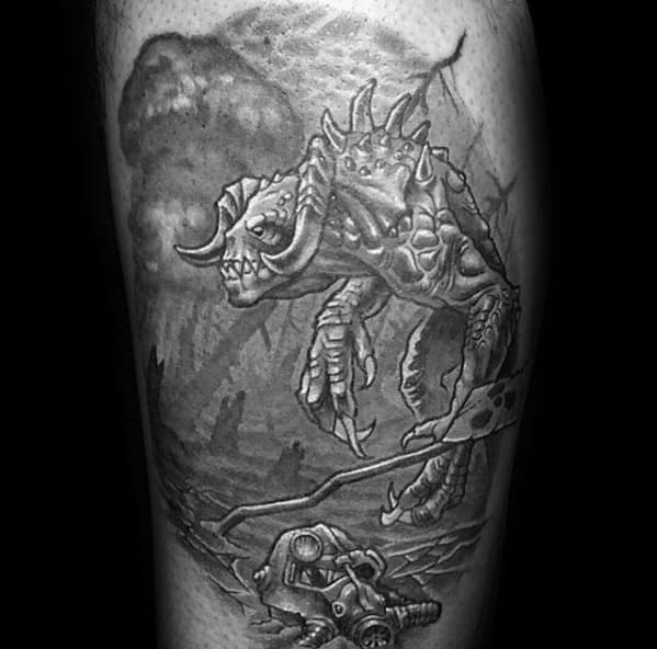 Thigh Fallout Mens Tattoo Designs