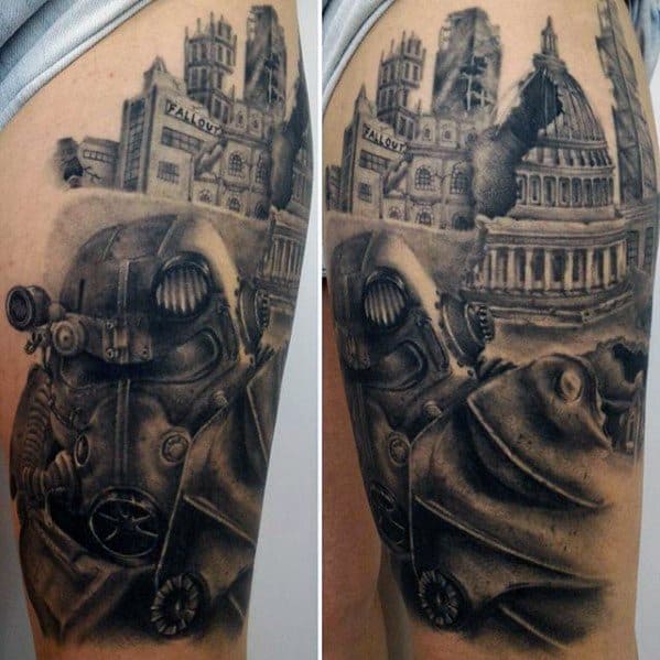 Thigh Fallout Tattoos Men
