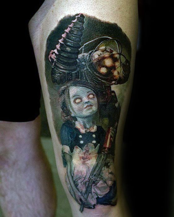 Thigh Gamer Tattoo Design Ideas For Males