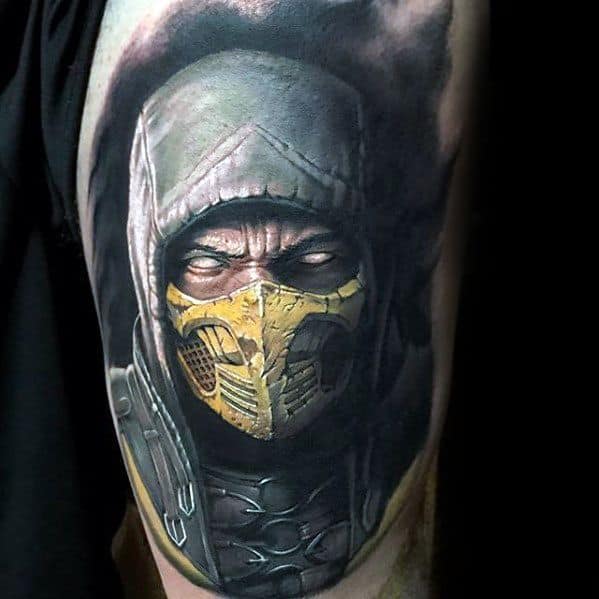 Thigh Gamer Tattoo Designs On Gentleman