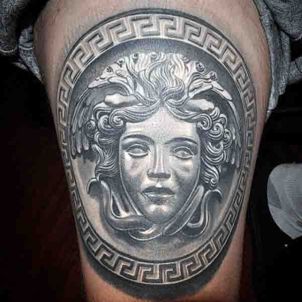 Thigh Gorgon Medusa Tattoos For Men