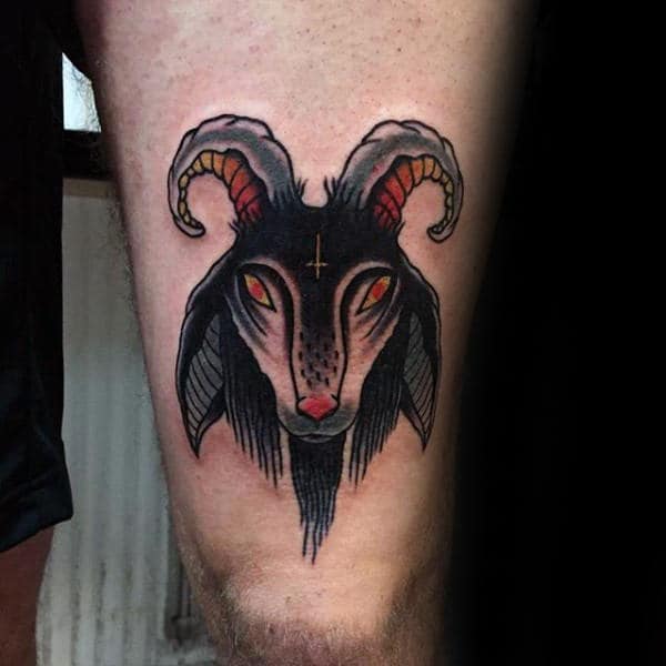 Thigh Guys Goat Retro Tattoo Designs