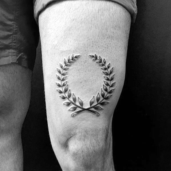 Thigh Guys Tattoo Ideas Laurel Wreath Designs