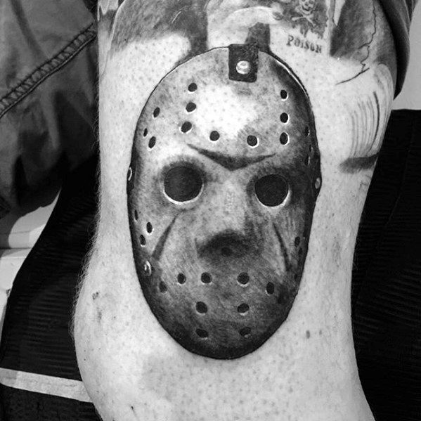 Thigh Jason Mask Tattoo Ideas For Males