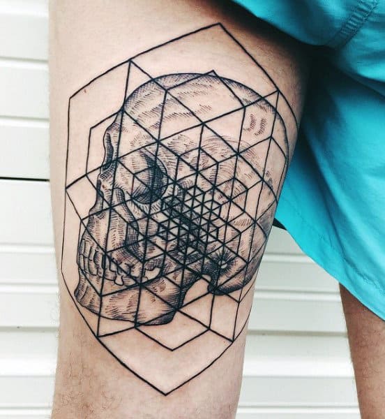 Thigh Leg Spirit Sacred Geometry Tattoos For Males