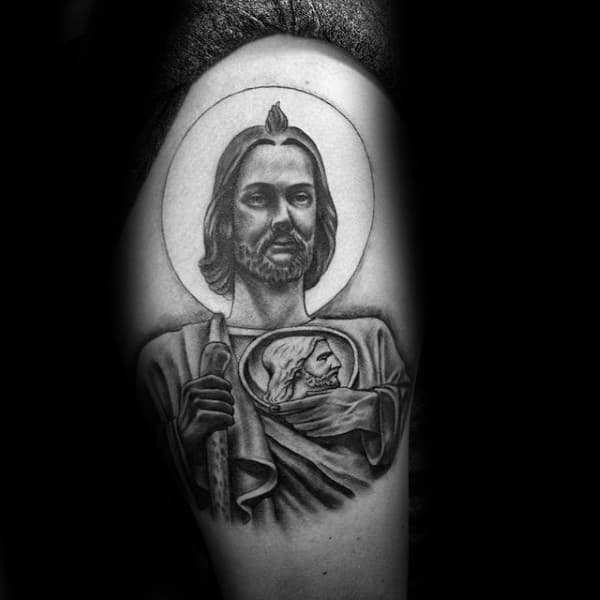 Thigh Male St Jude Tattoo Design Ideas