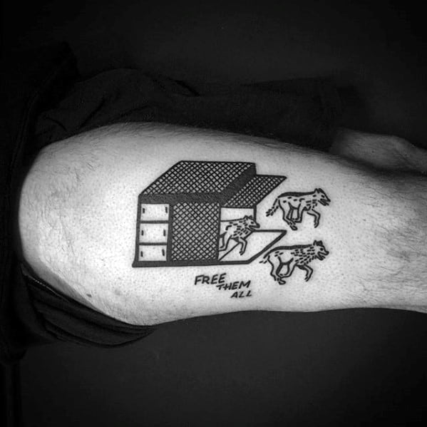 Thigh Mens Small Nature Free Them All Animal Tattoo