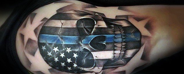 Thin Blue Line Tattoo Designs For Men