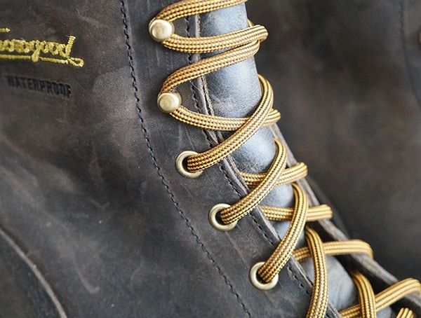 Thorogood Logger Series 9 Inch Brown Crazyhorse Waterproof Work Boots Lace Detail