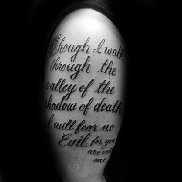 Though I Walk Through The Valley Of The Shadow Of Death Psalm 23 Mens Arm Tattoos