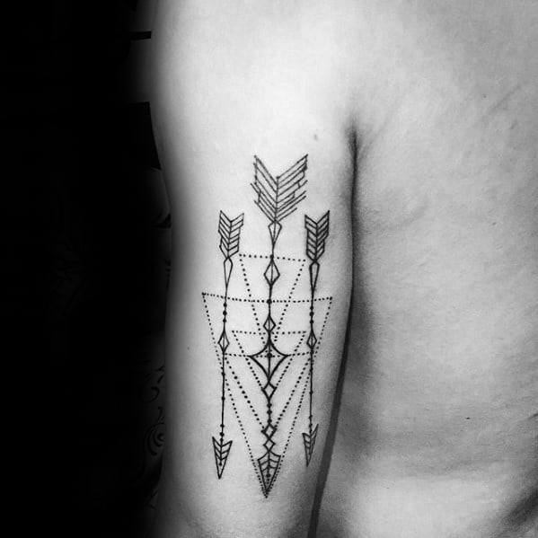 Three Arrows Back Of Arm Geometric Tattoos For Men